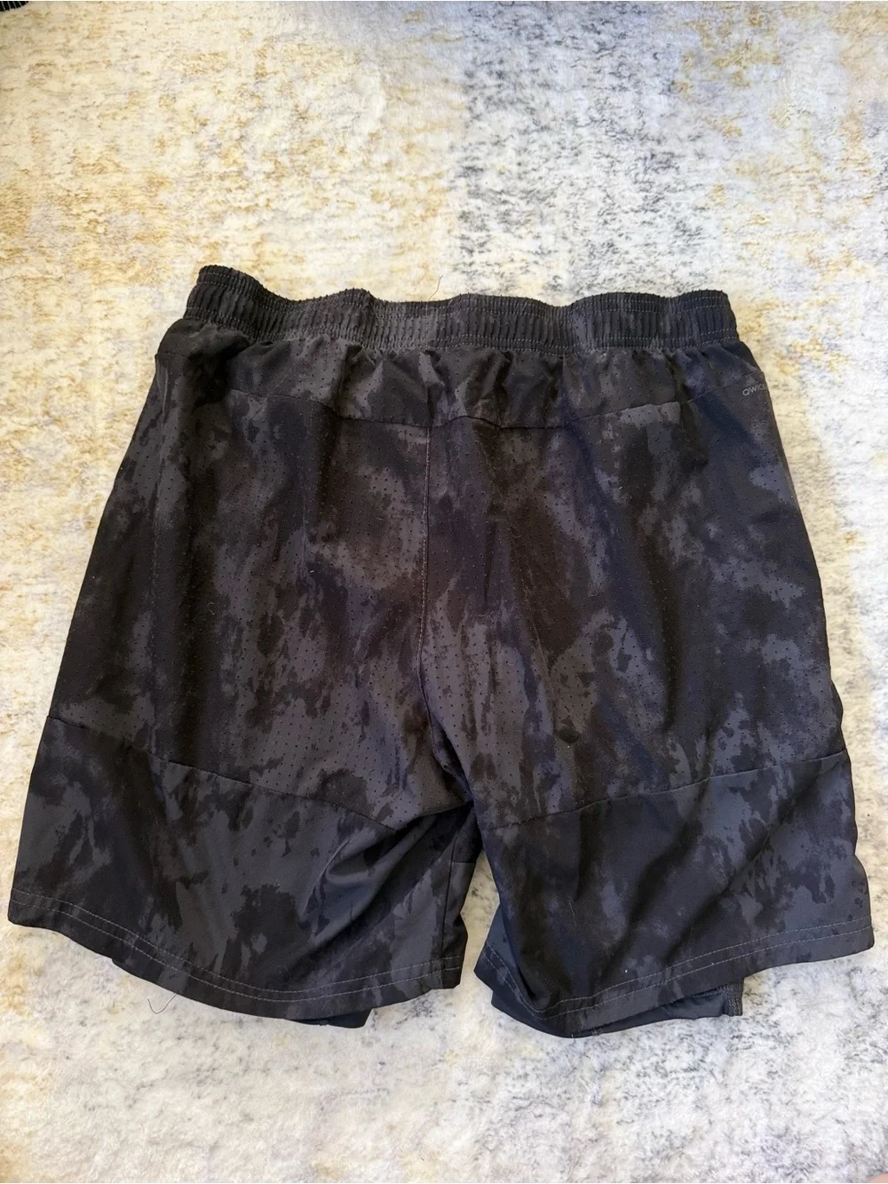 Men’s Athletic Shorts M Black Camo Lined Gym Running Workout Quick Dry